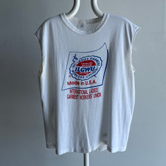 1960/70s International Ladies' Garment Workers' Union Cut Sleeve T-Shirt with Pit Stains