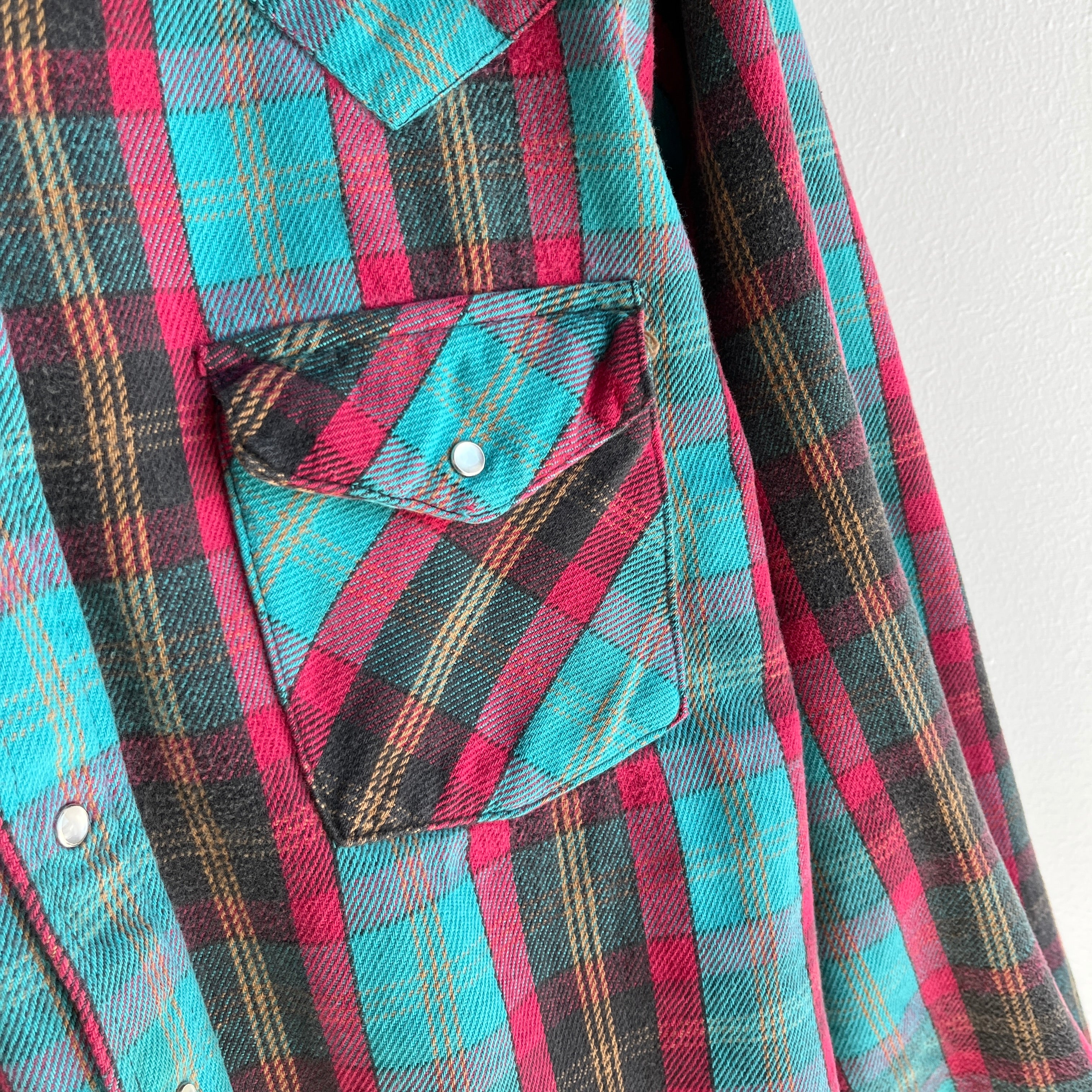 1990s Larger Relaxed Fit Osh Kosh Cotton Cowboy Flannel Jacket (?)