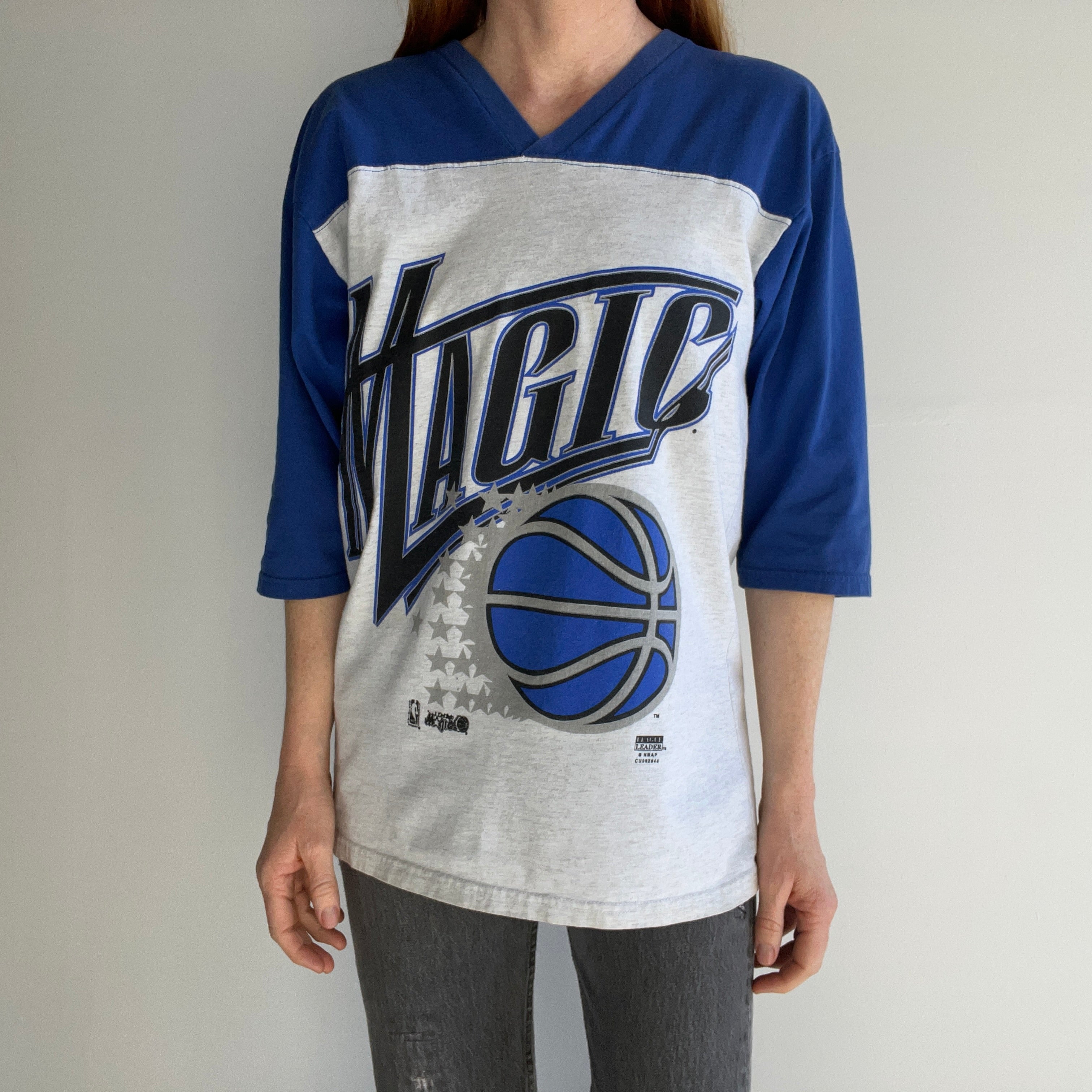 1980/90s Orlando's Magic Basketball Football Style 1/2 Sleeve T-Shirt