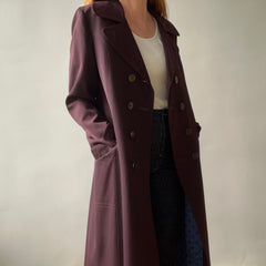 1950s Dark Burgundy Gabardine Double Breasted Duster Jacket - TINA COLLECTION