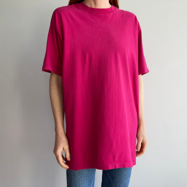 1980s Barbie Pink FOTL Cotton T-shirt with Collar Tattering - YES