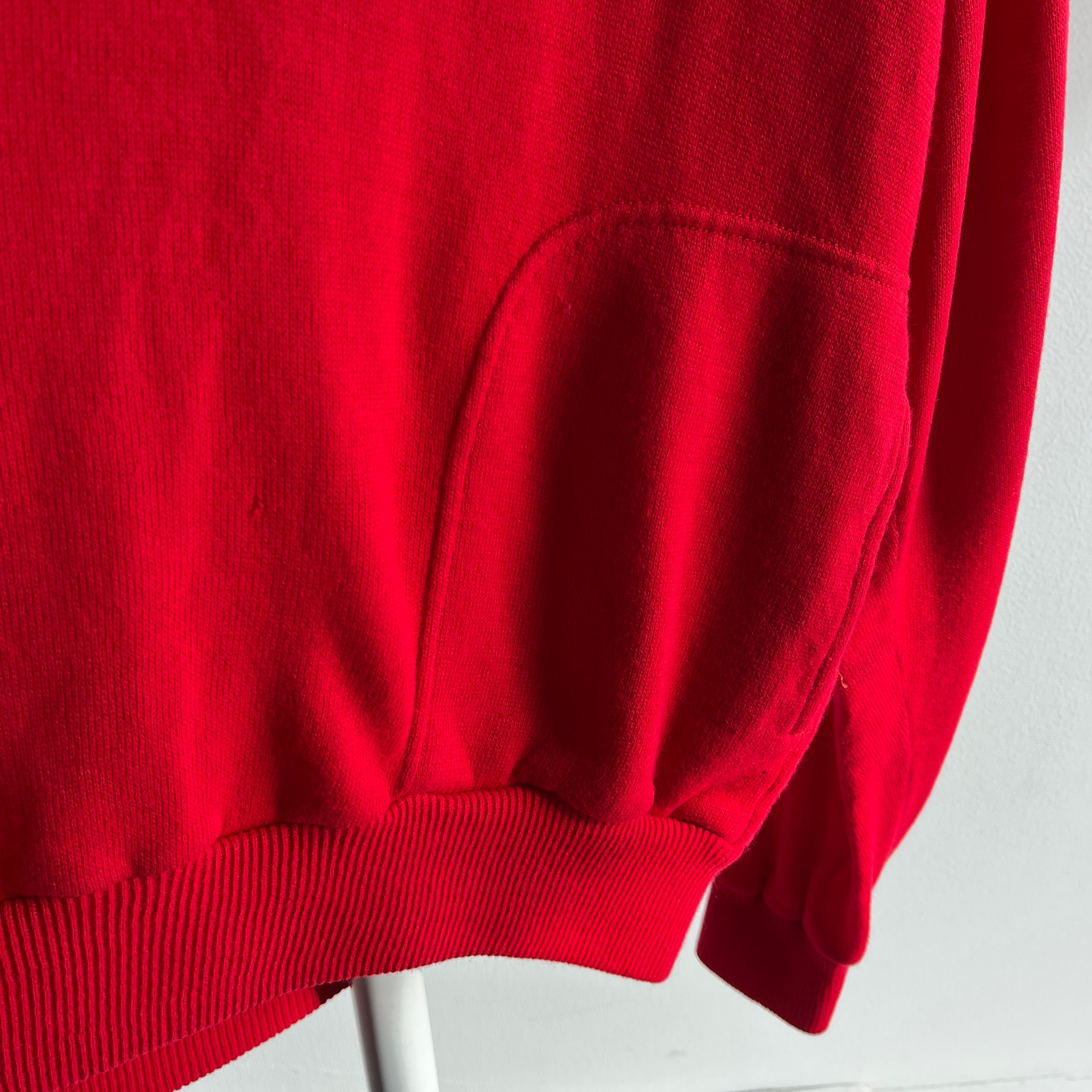 1970/80s Knit Henley Two Tone Hoodie with Pockets!