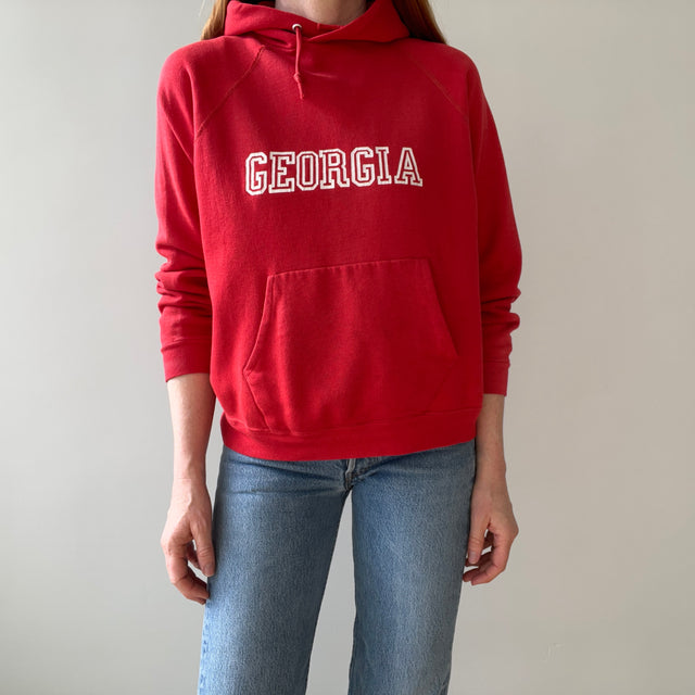 1970/80s Sun Faded, Perfectly Worn and Luxuriously Soft Georgie Hoodie - Go DAWGS