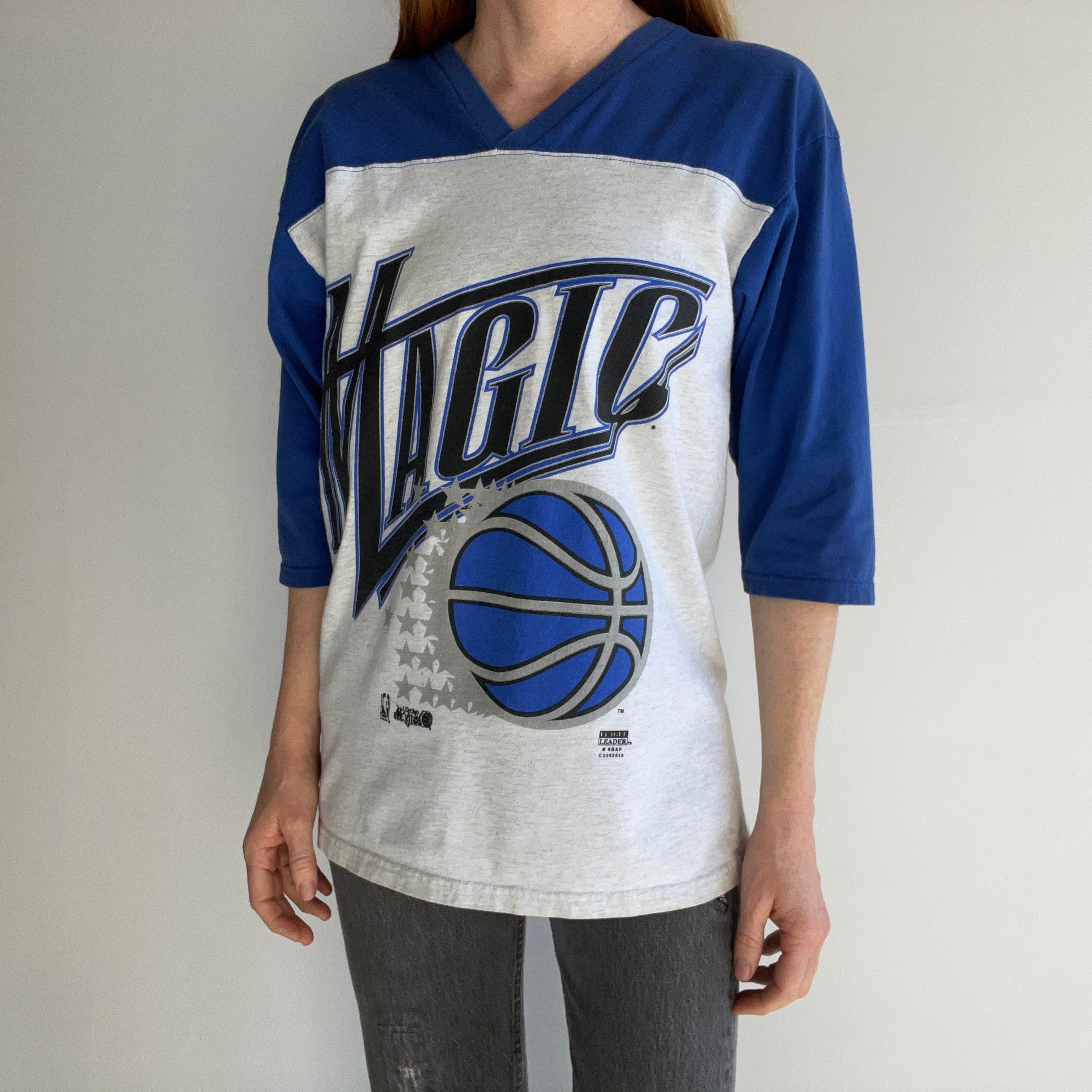 1980/90s Orlando's Magic Basketball Football Style 1/2 Sleeve T-Shirt