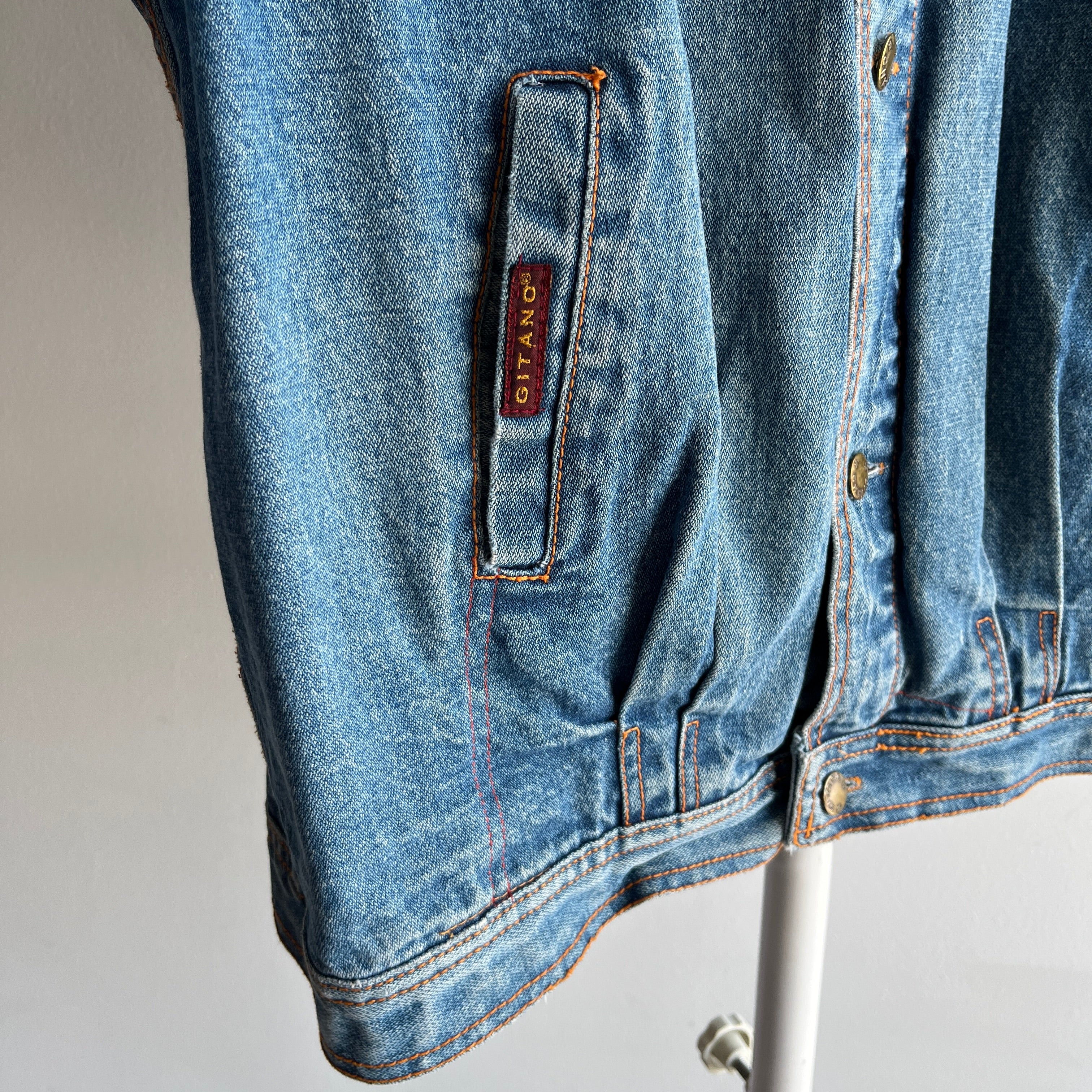 1980s Gitano Pleated Lightweight Denim Jean Jacket