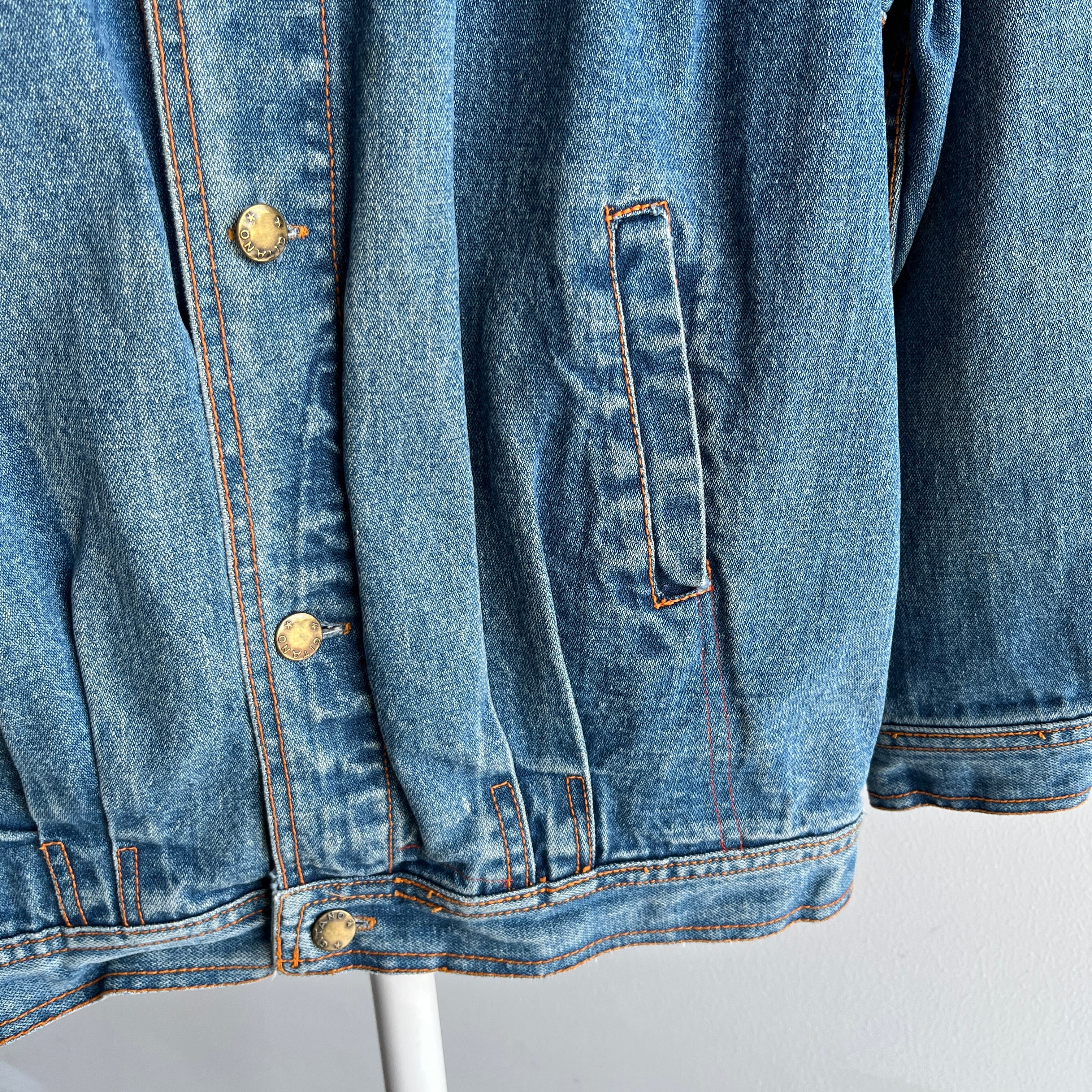 1980s Gitano Pleated Lightweight Denim Jean Jacket