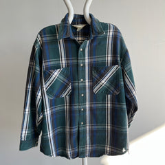 1980/90s St. John's Bay Cotton Blue and Green Plaid Flannel