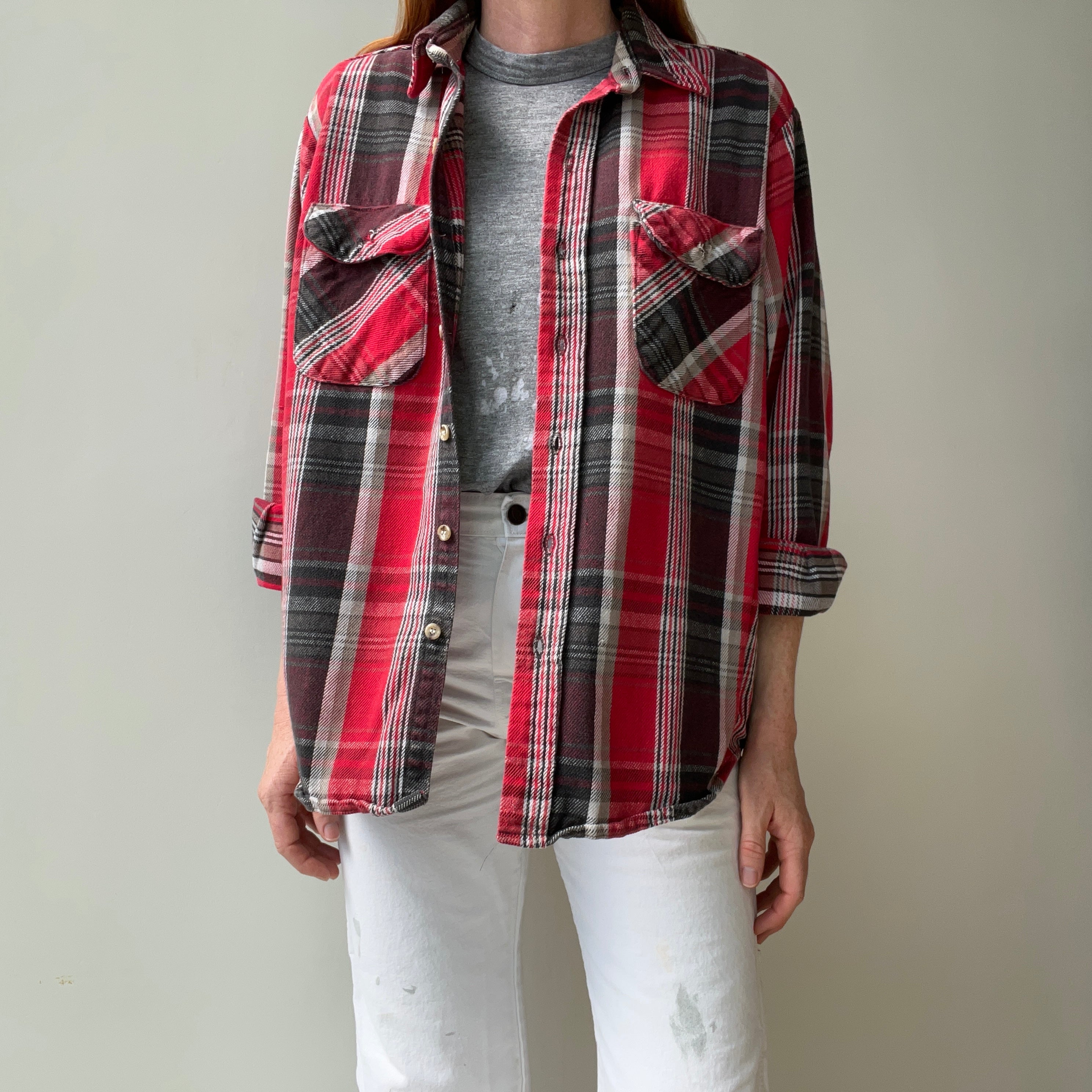 1980s Five Brothers Rad Plaid Cotton Flannel