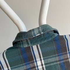 1980/90s St. John's Bay Cotton Blue and Green Plaid Flannel