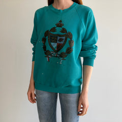 1992 Shredded, Tattered, Torn, Paint Stained Random Crest Sweatshirt