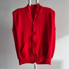 1980s Lipstick Red Soft and Cozy Zip Up Vest