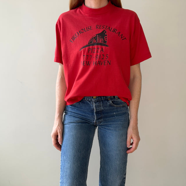 1980s New Haven Firehouse Restaurant Pizza T Shirt