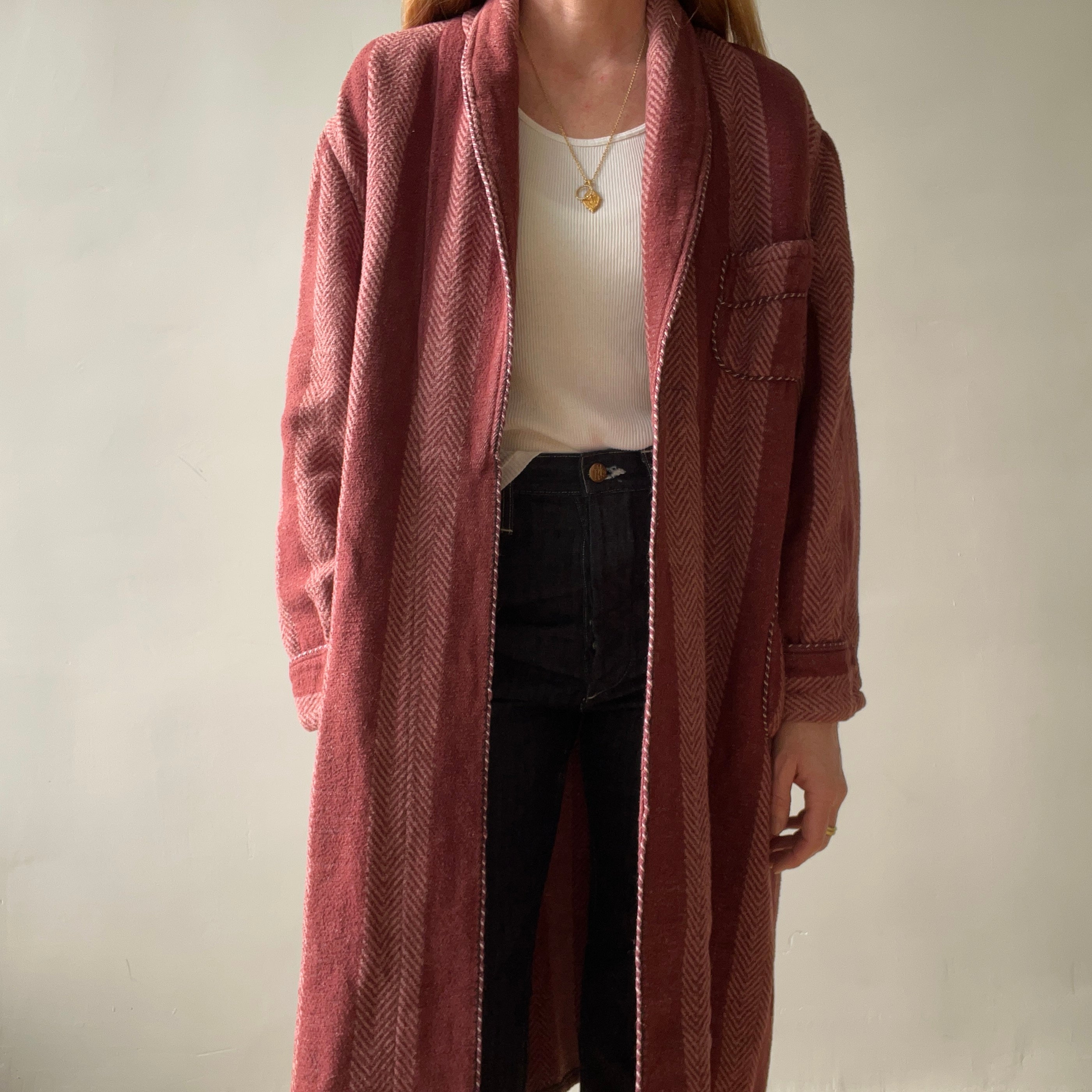 1940s Pilgrim Beacon Blanket Smoking Jacket with Sash - TINA COLLECTION