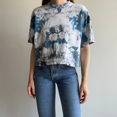 1980s Cropped Cool Tie Dye Cotton T-Shirt