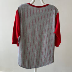 1970s/80s Two Tone Striped Baseball Henley 3/4 Sleeve T-Shirt