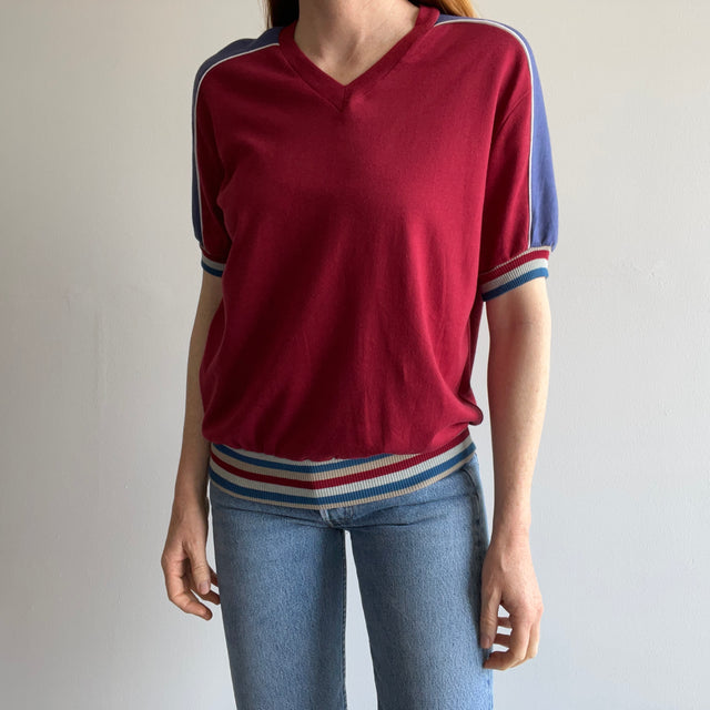 1970/80s Color Block Two Tone - Three Tone - Slouchy T-Shirt
