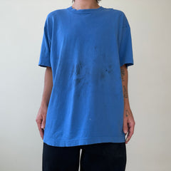 1980s/90s Thrashed Blank Blue Fruit Of The Loom T Shirt
