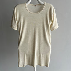 1970s Super Strechy/Slouchy Oatmeal Short Sleeve Thermal