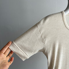 1970s Super Strechy/Slouchy Oatmeal Short Sleeve Thermal