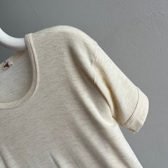 1970s Super Strechy/Slouchy Oatmeal Short Sleeve Thermal