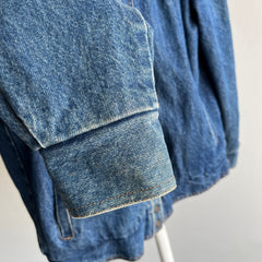1980s Sergio Valente Flannel Lined Pleated Delightful Denim Jean Jacket