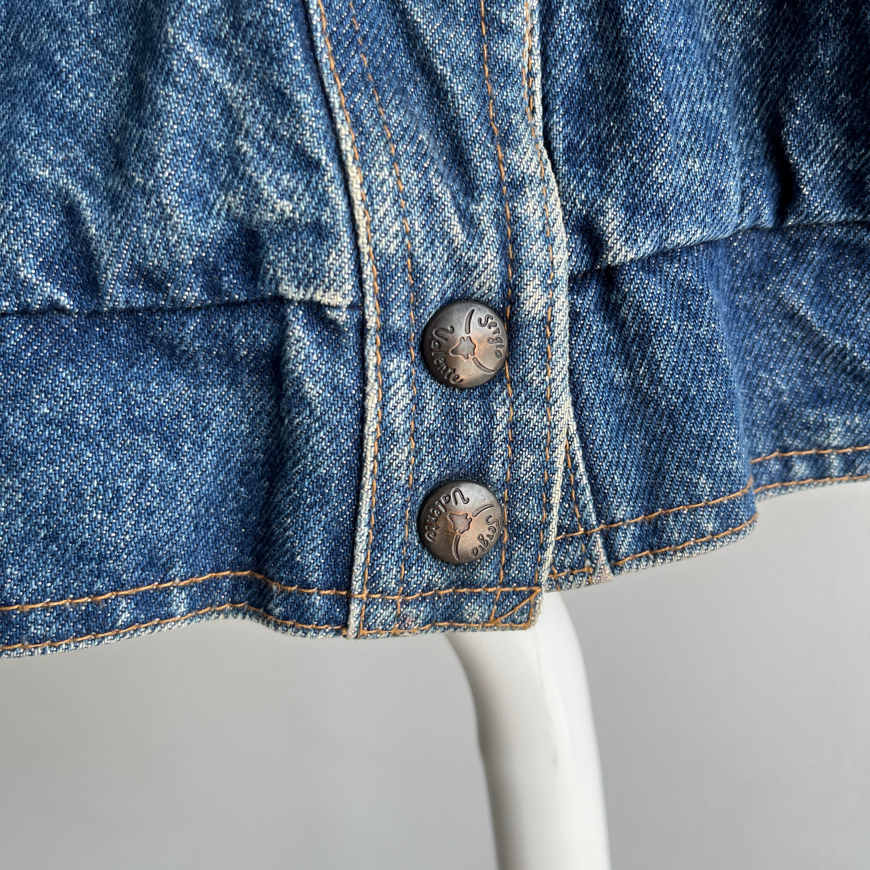 1980s Sergio Valente Flannel Lined Pleated Delightful Denim Jean Jacket