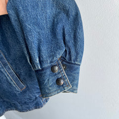 1980s Sergio Valente Flannel Lined Pleated Delightful Denim Jean Jacket