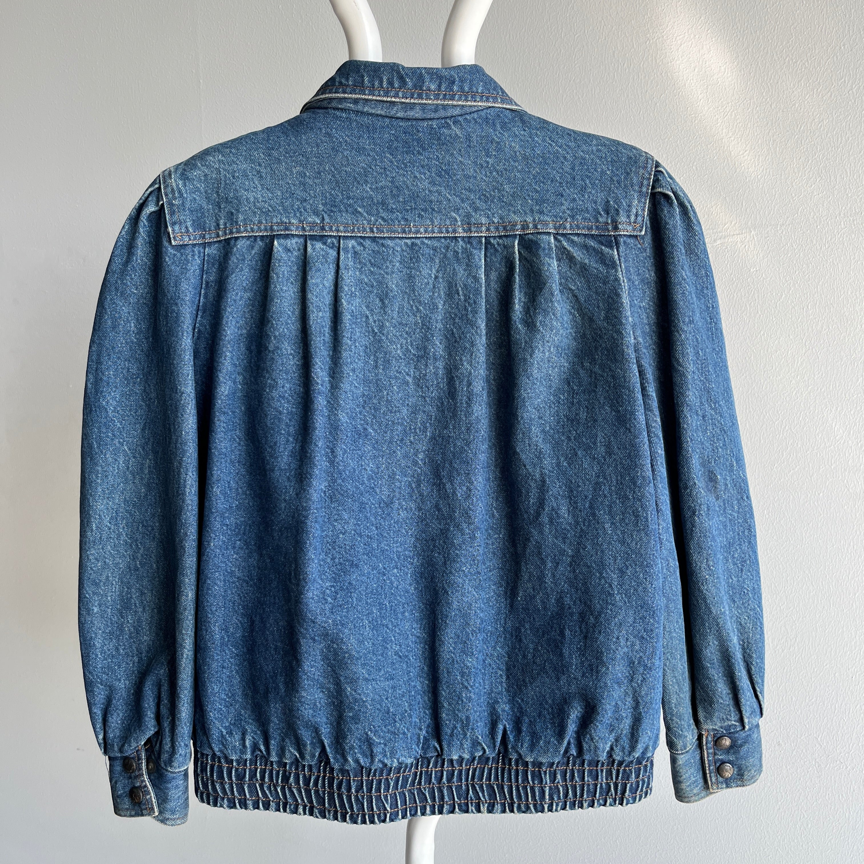 1980s Sergio Valente Flannel Lined Pleated Delightful Denim Jean Jacket