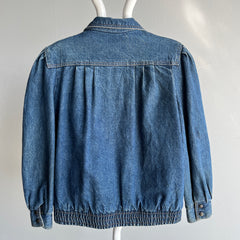 1980s Sergio Valente Flannel Lined Pleated Delightful Denim Jean Jacket