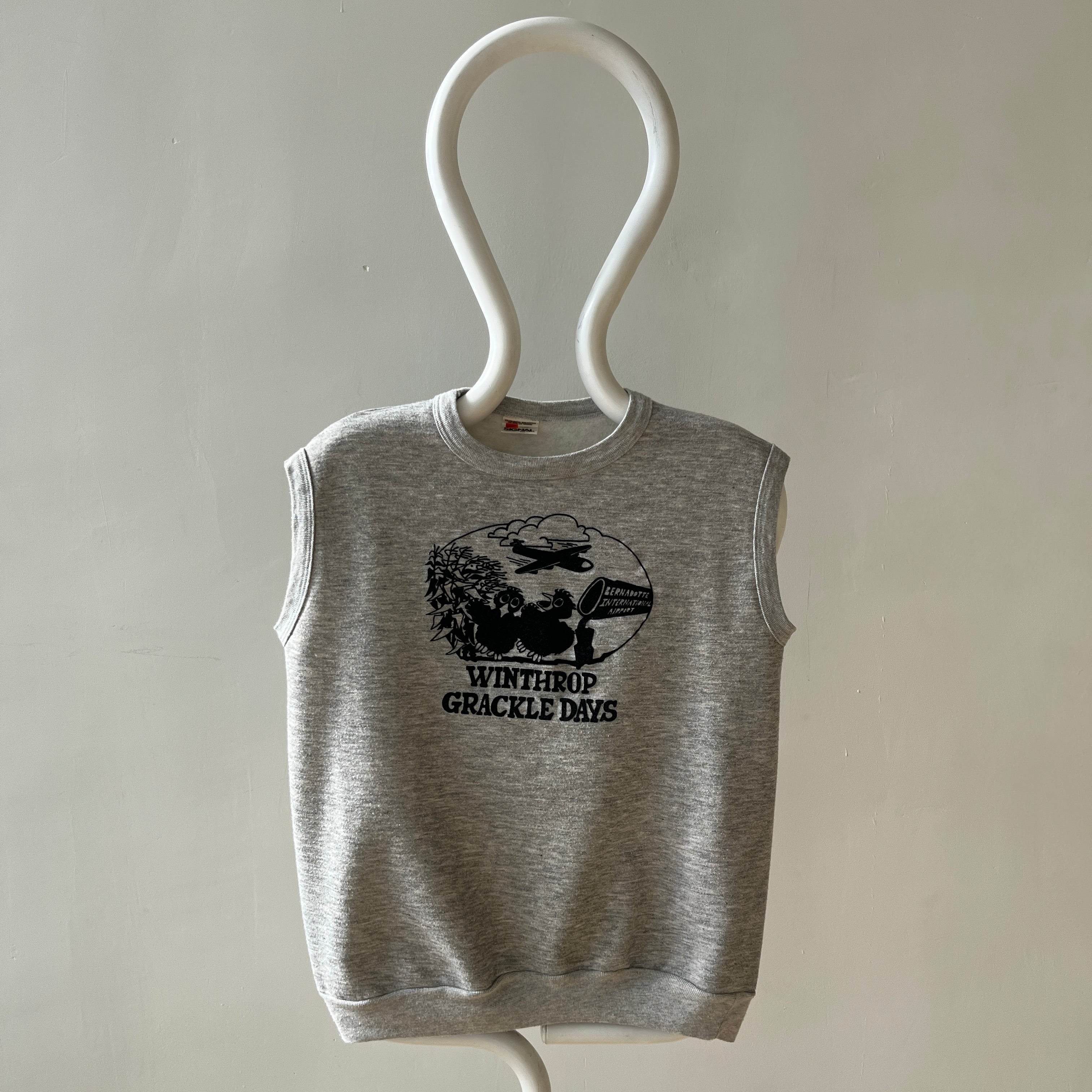 1970s Grey Winthrop Grackle Days Sleeveless Sweatshirt