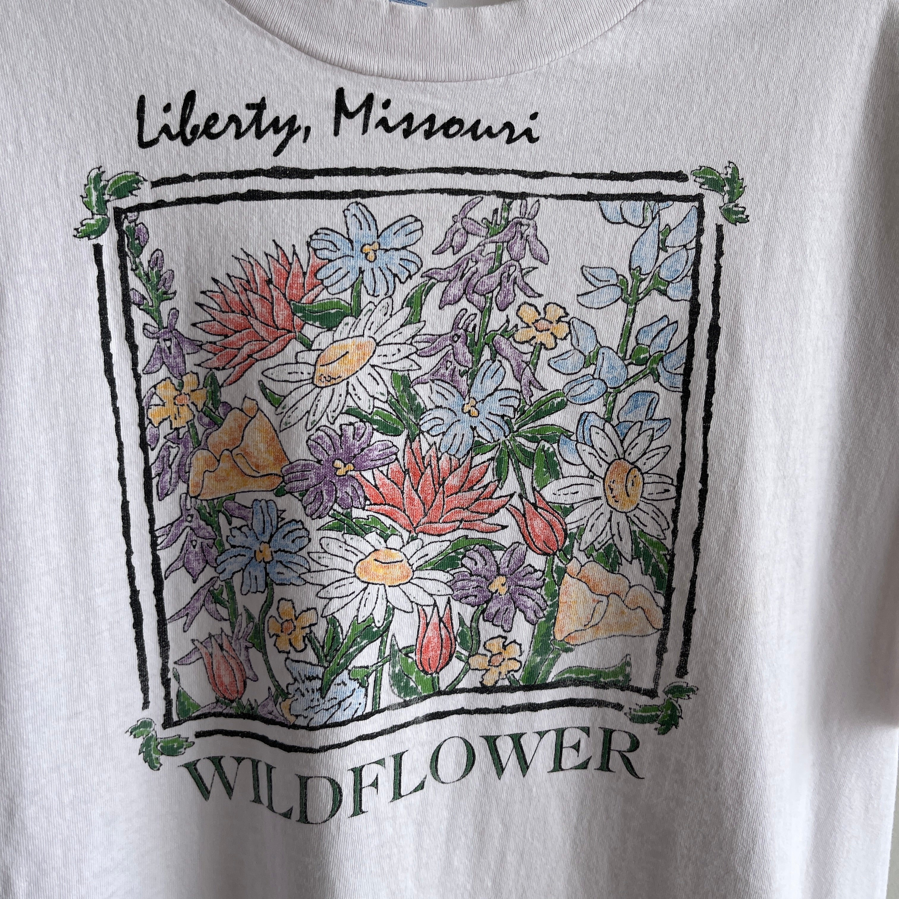 1990s Liberty, Missouri - Wildflowers Perfectly Tattered and Wonderful T-Shirt