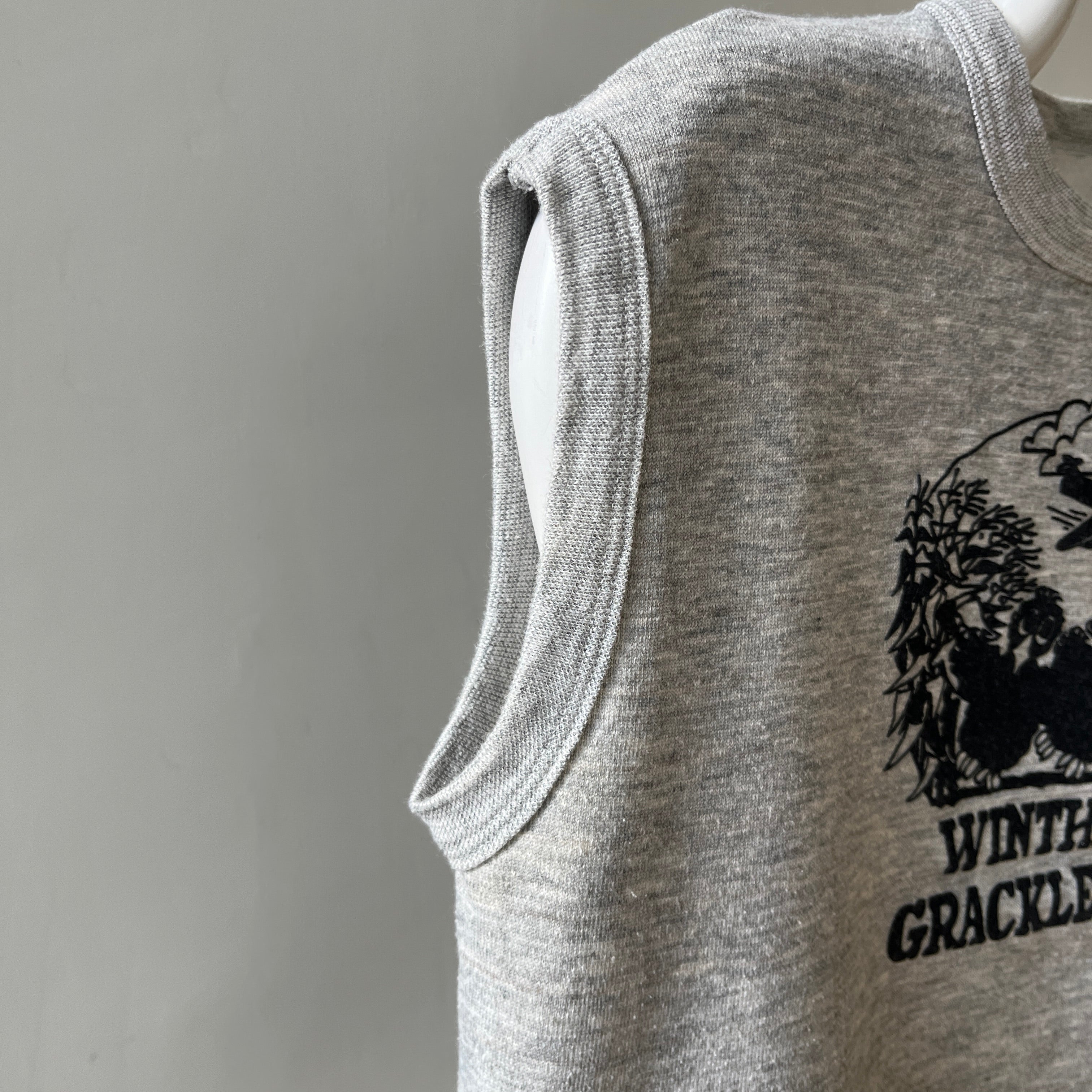1970s Grey Winthrop Grackle Days Sleeveless Sweatshirt