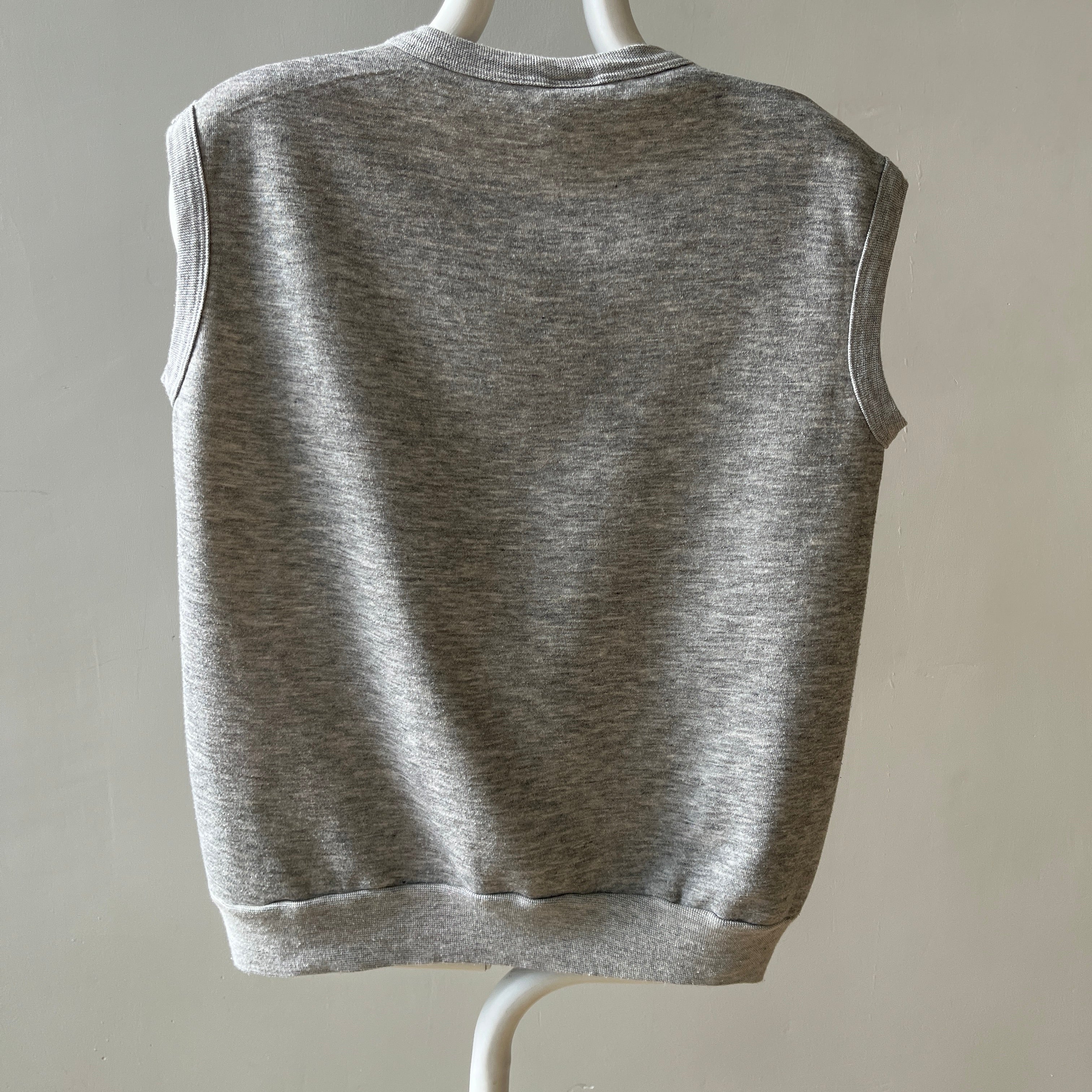 1970s Grey Winthrop Grackle Days Sleeveless Sweatshirt