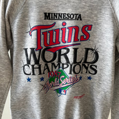 1987 Grey Minnesota Twins Raglan Sweatshirt - !!!