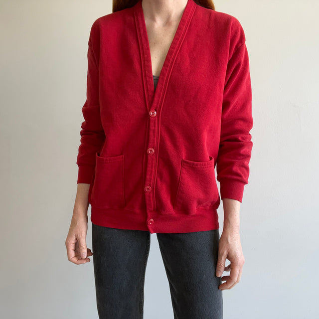 1980s Red Sweatshirt Cardigan by Jerzees