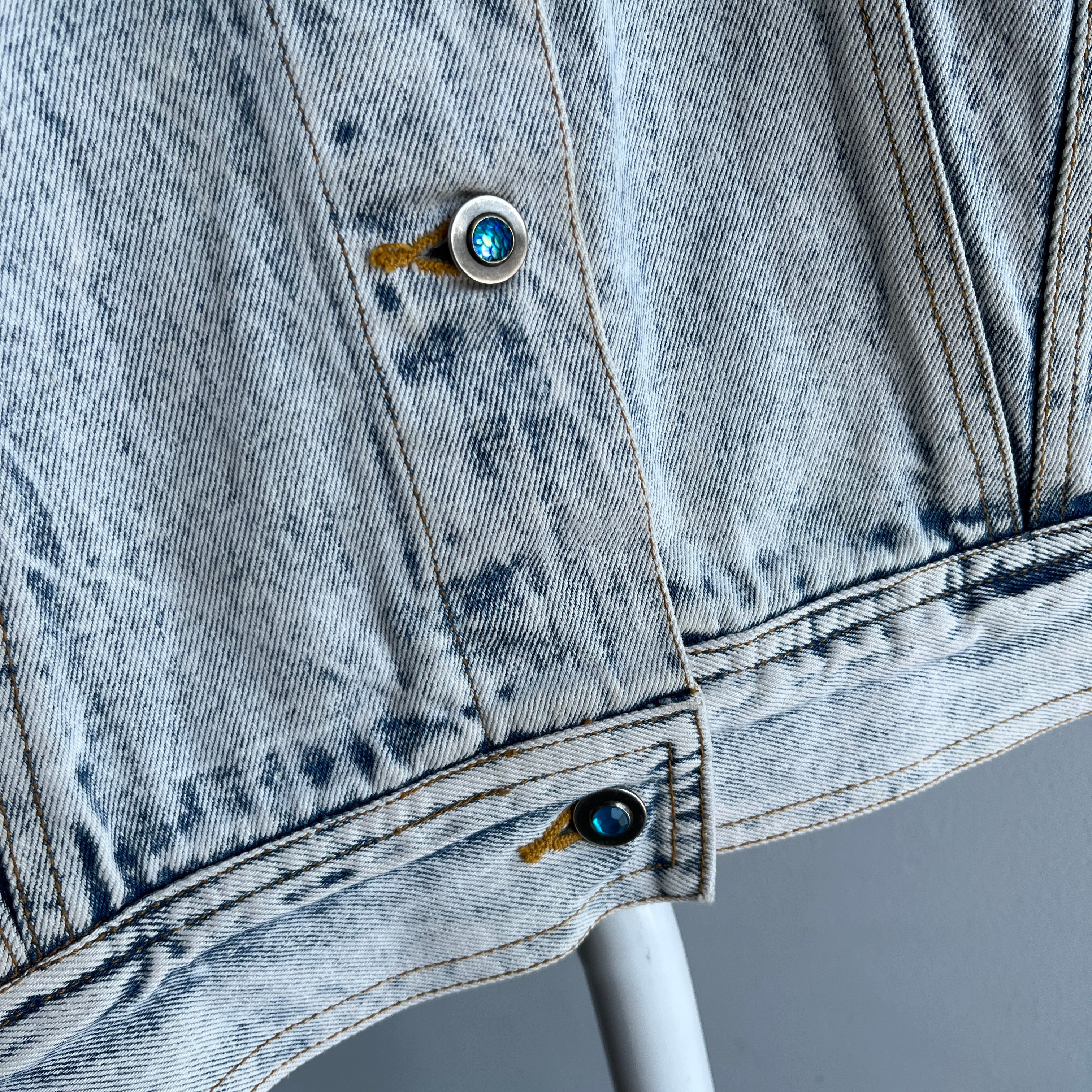 1980s Bedazzled Stefano Acid Wash Epic Denim Jean Jacket - The Backside!