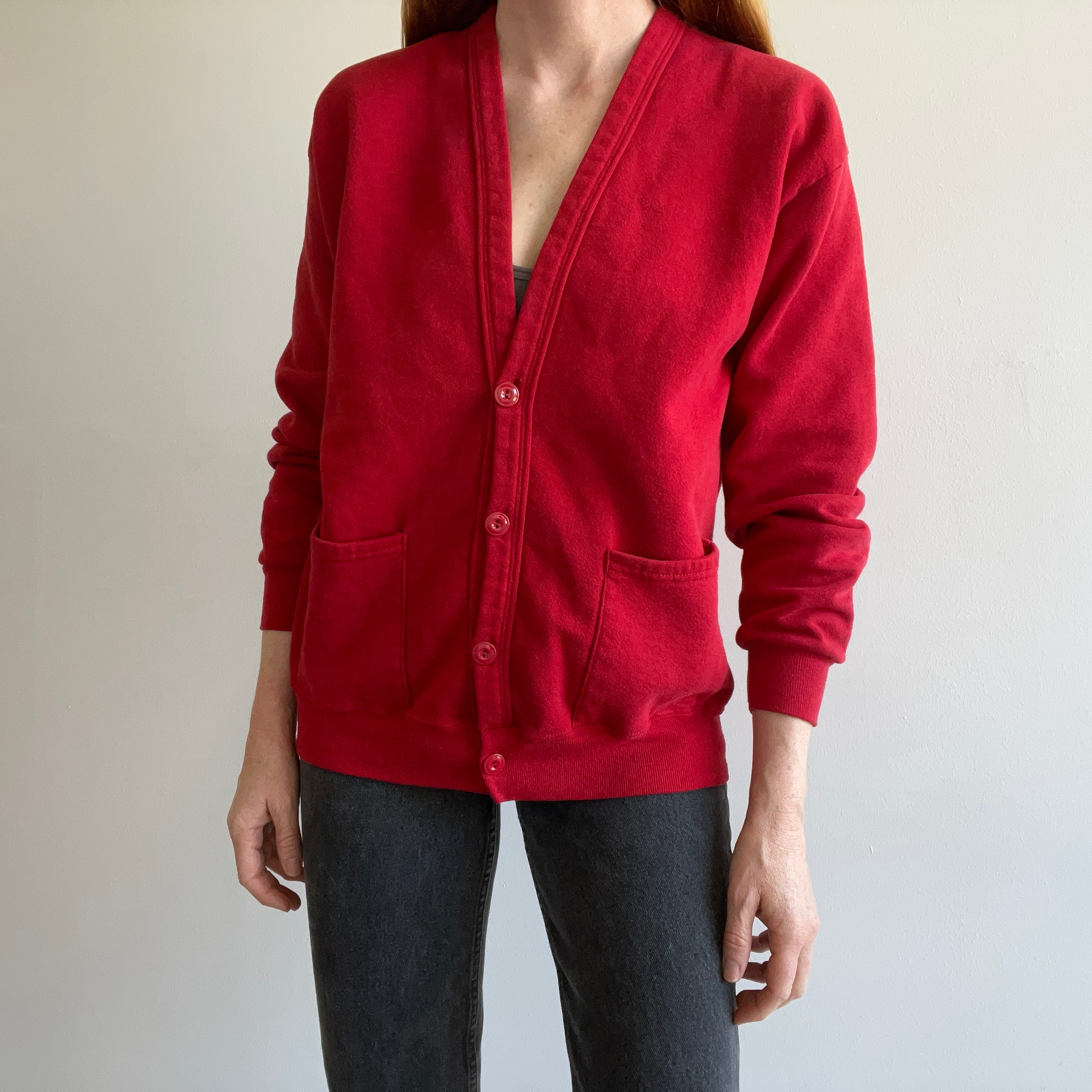 1980s Red Sweatshirt Cardigan by Jerzees