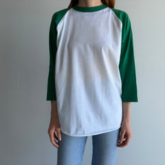 1980s Green and White Nicely Stained Baseball T-Shirt