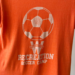 1980s Soccer Camp T-Shirt - Perfect Thinned Out Smaller 50/50