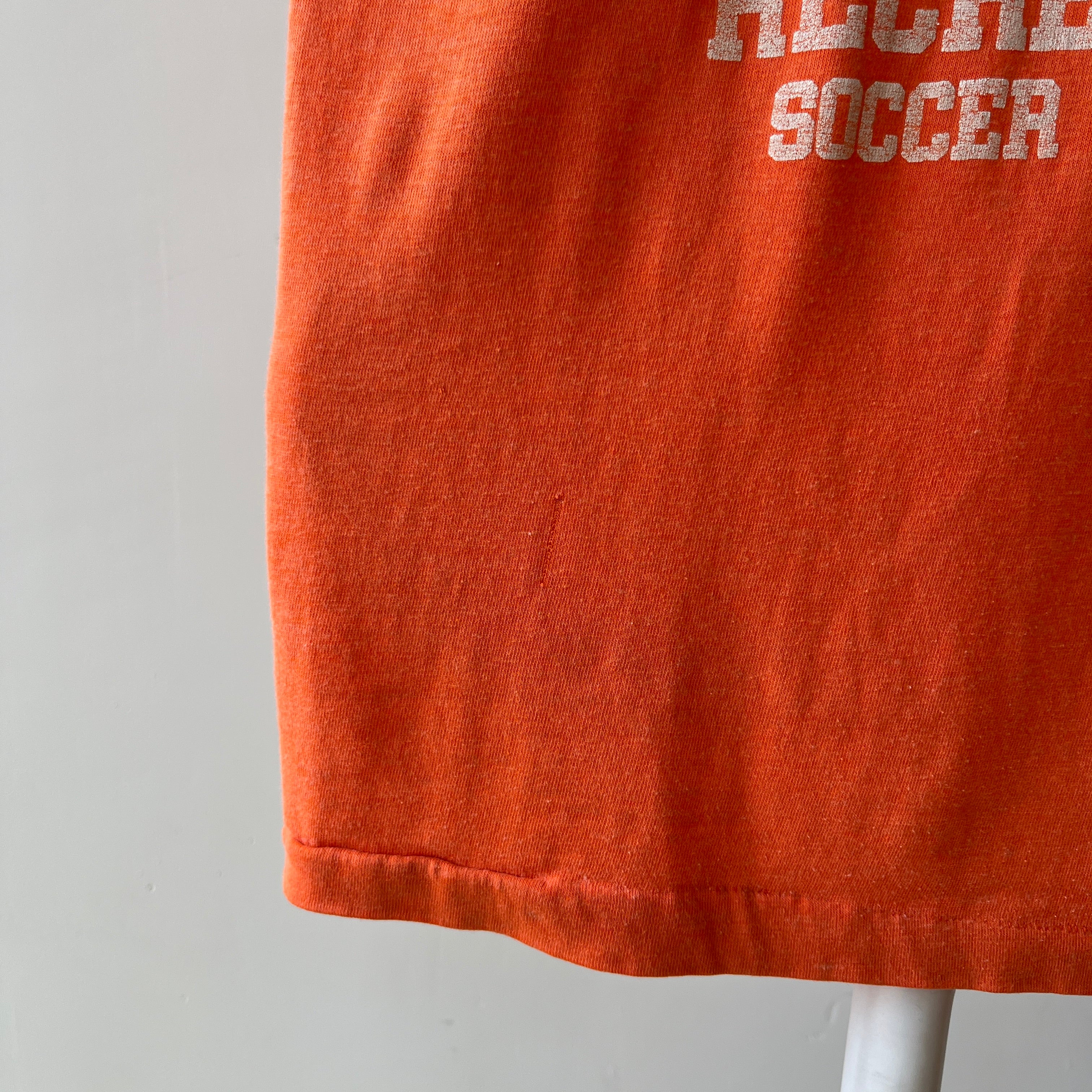 1980s Soccer Camp T-Shirt - Perfect Thinned Out Smaller 50/50