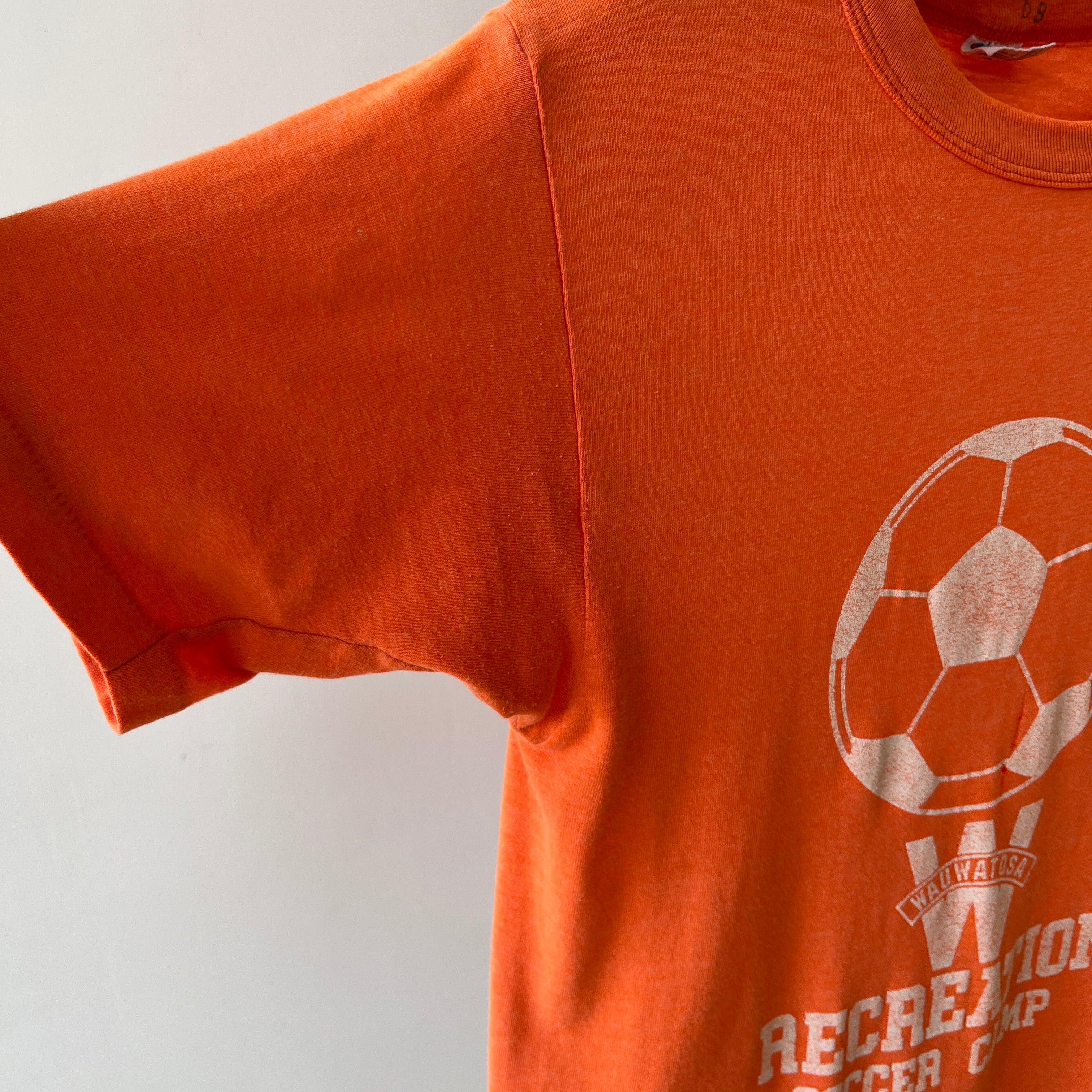 1980s Soccer Camp T-Shirt - Perfect Thinned Out Smaller 50/50