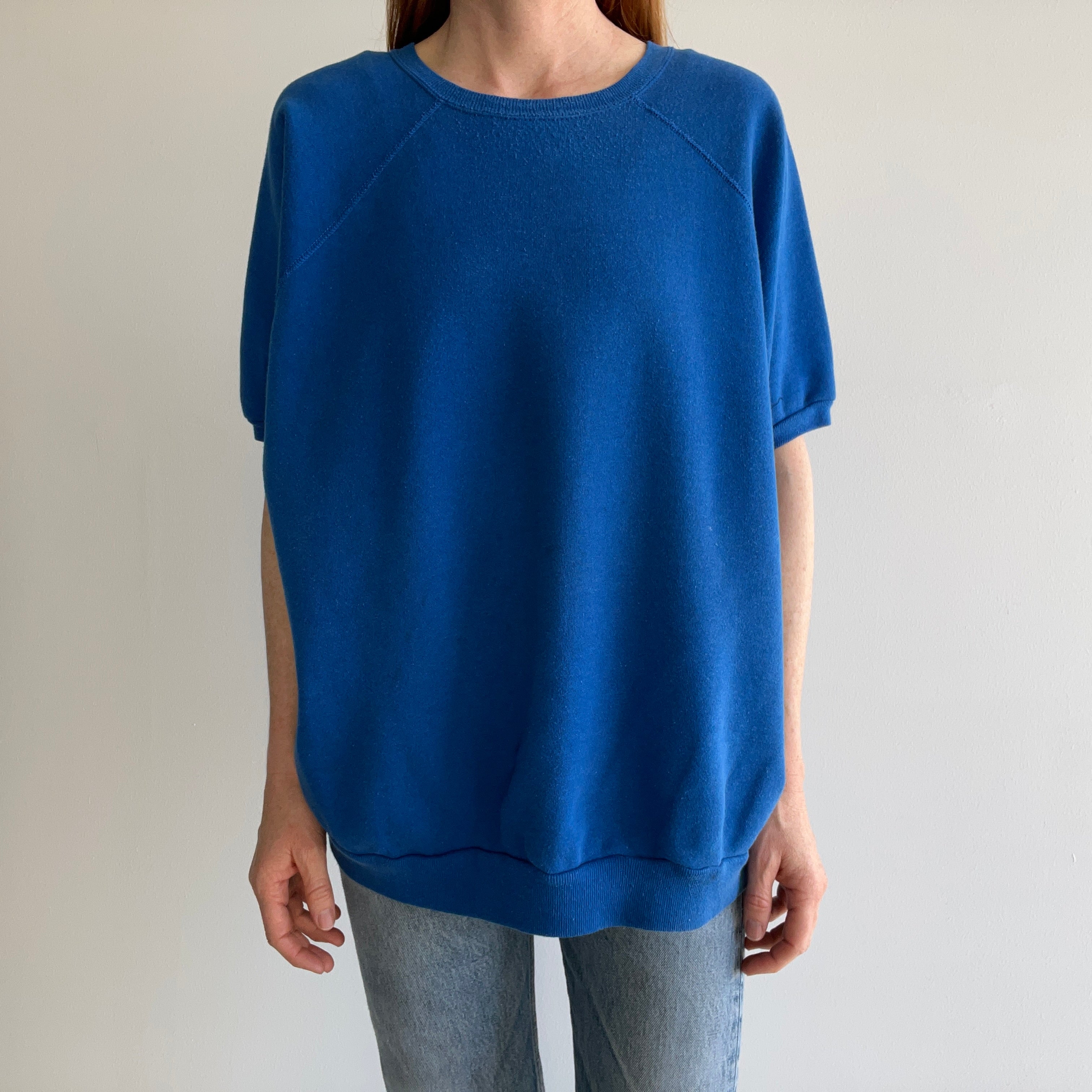 1980s Super Soft Larger Blue Warm Up Sweatshirt