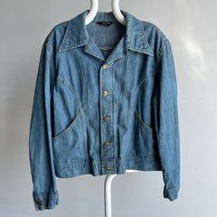 1970s Pleated Lee Lightweight Denim Jean Jacket - OH My