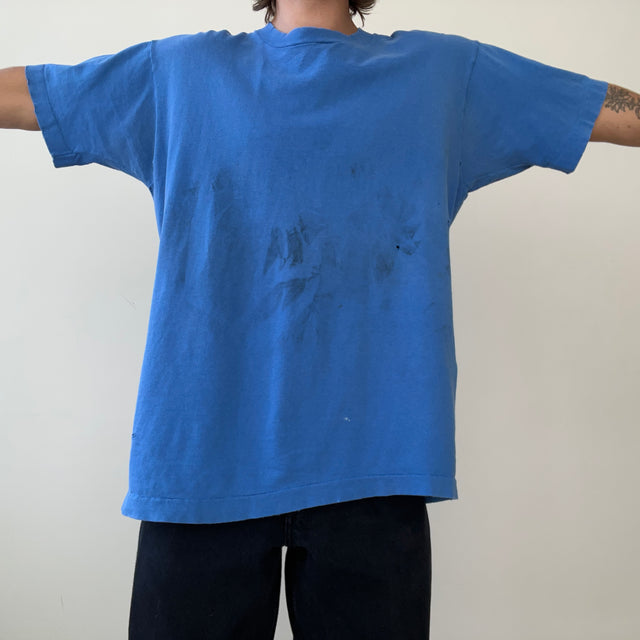1980s/90s Thrashed Blank Blue Fruit Of The Loom T Shirt