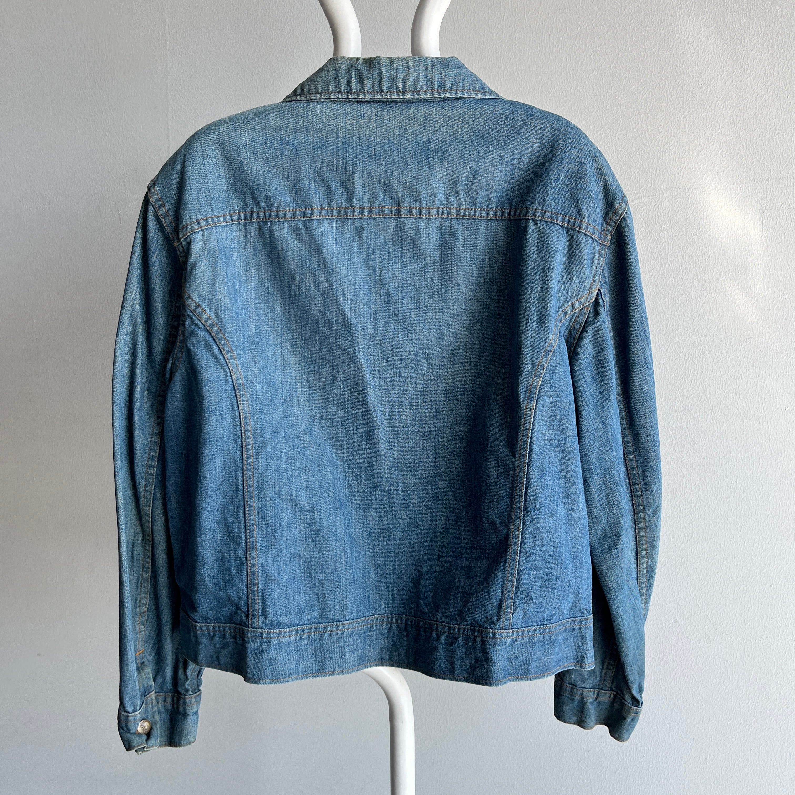 1970s Pleated Lee Lightweight Denim Jean Jacket - OH My