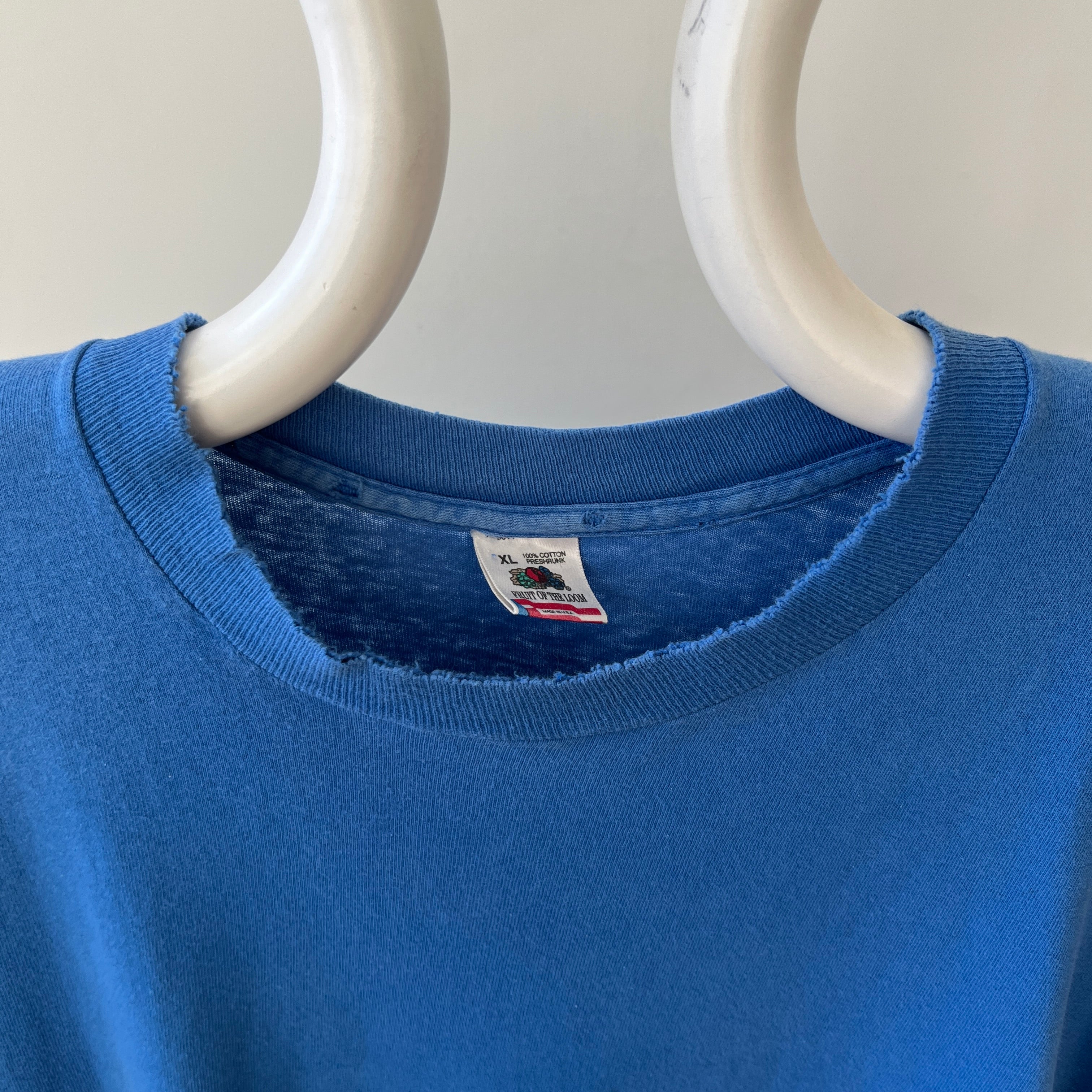 1980s/90s Thrashed Blank Blue Fruit Of The Loom T Shirt