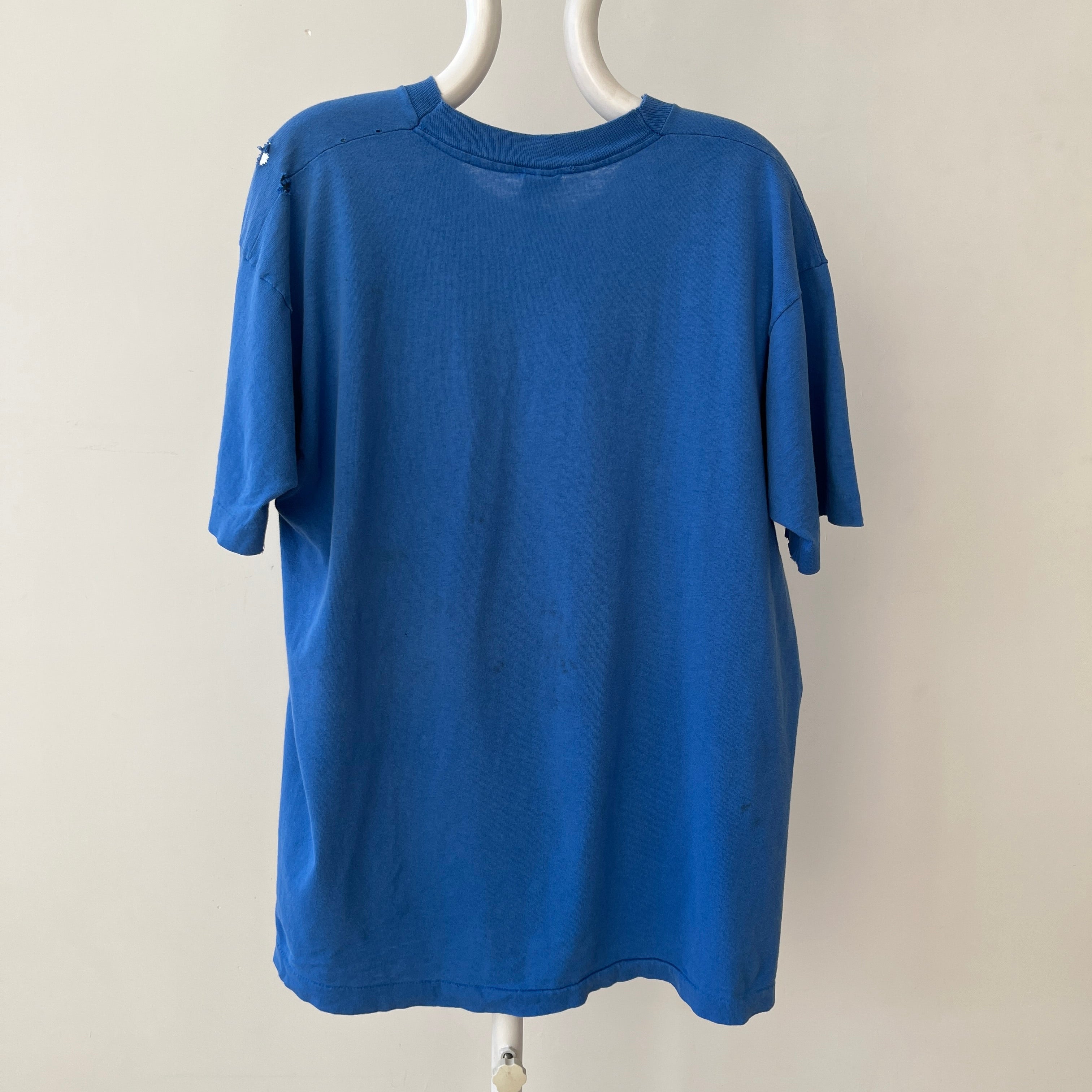 1980s/90s Thrashed Blank Blue Fruit Of The Loom T Shirt