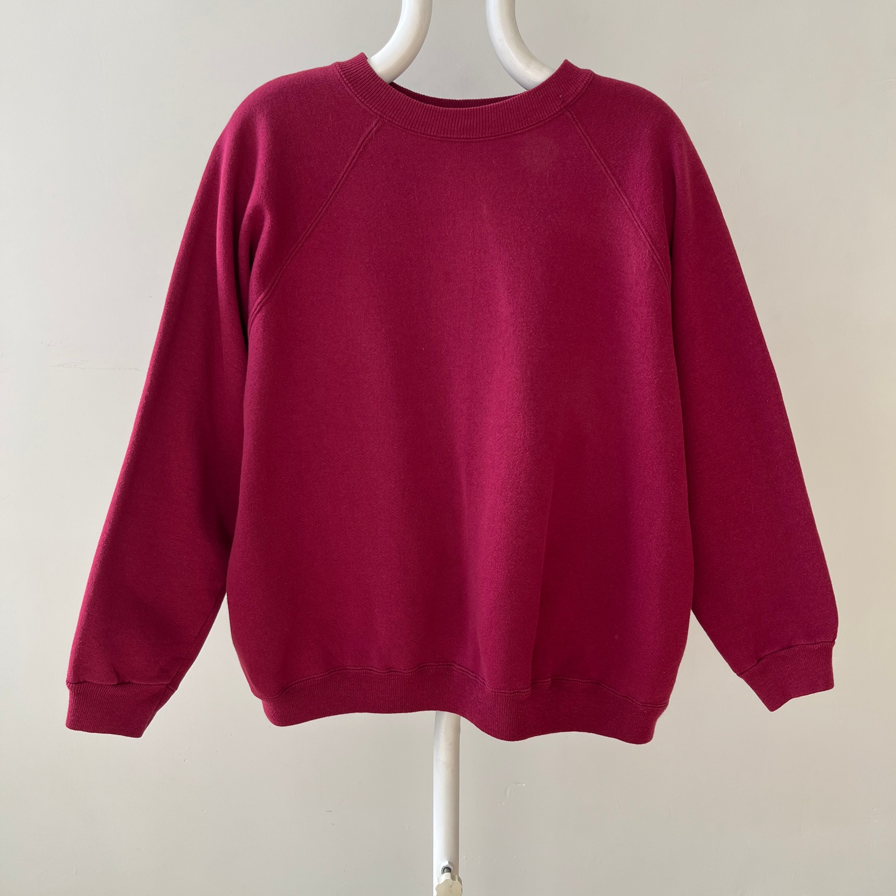 1990s Blank Burgundy Raglan Sweatshirt