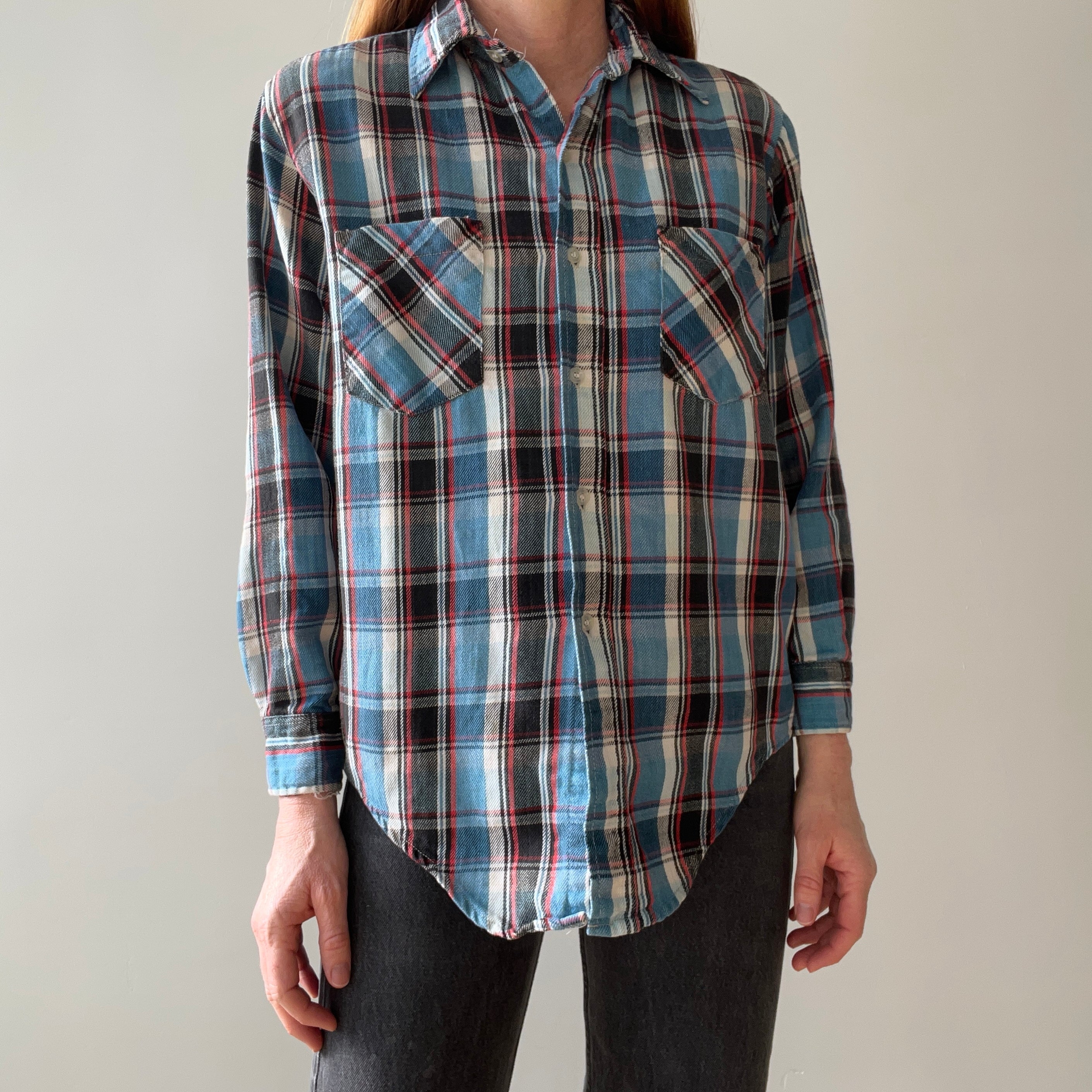 1970s JC Penny Lightweight Thrashed Cotton Flannel/Shirt