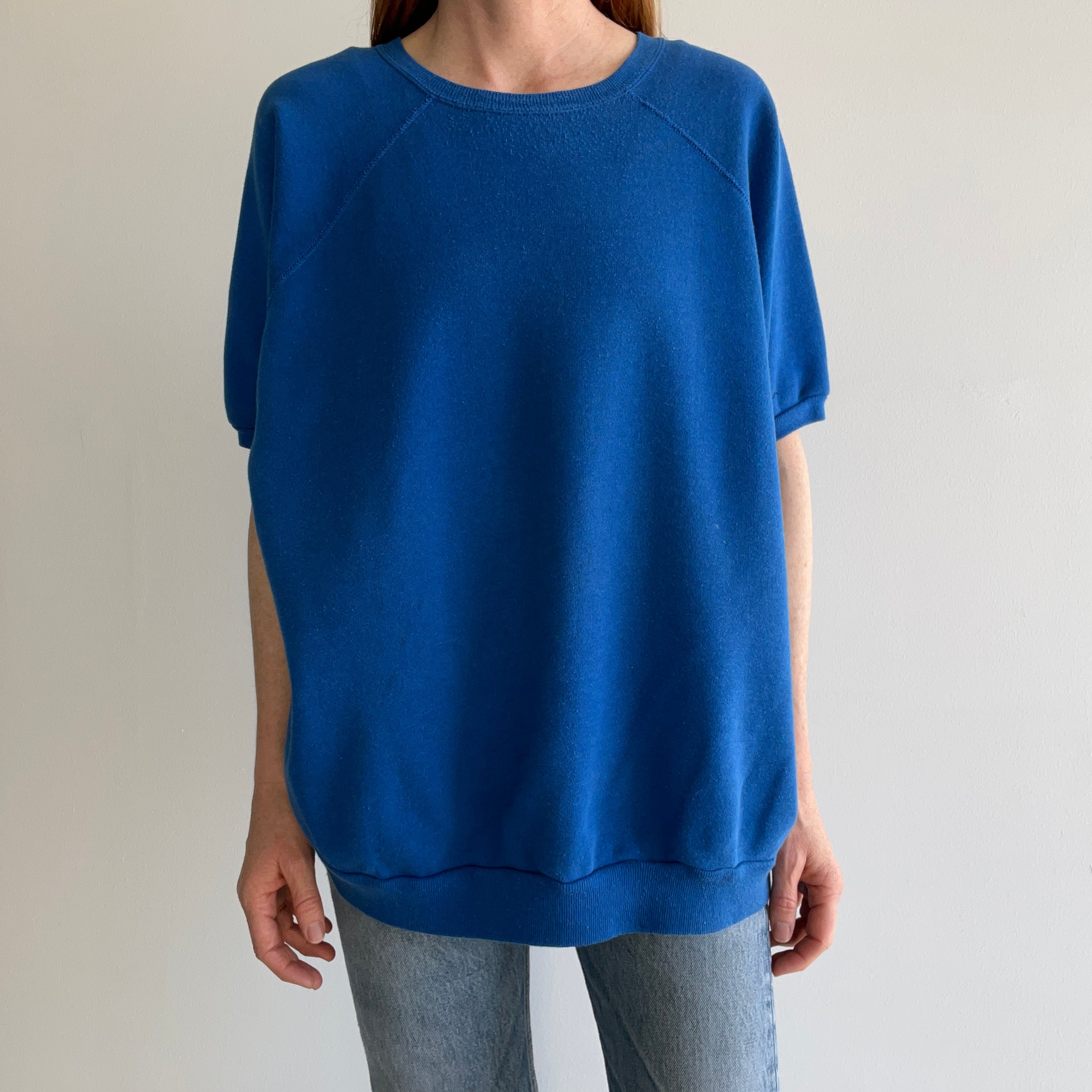 1980s Super Soft Larger Blue Warm Up Sweatshirt